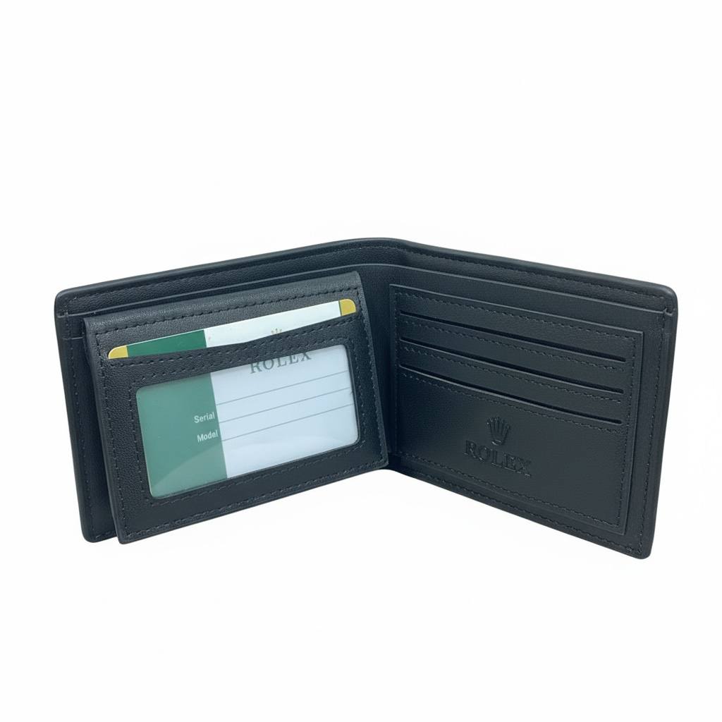 ๐ค๐ Rolex Embossed Leather Wallet โ Signature Black Edition
