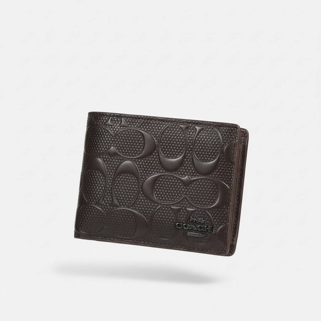🤎✨ Coach Embossed Leather Wallet – Signature Brown Edition