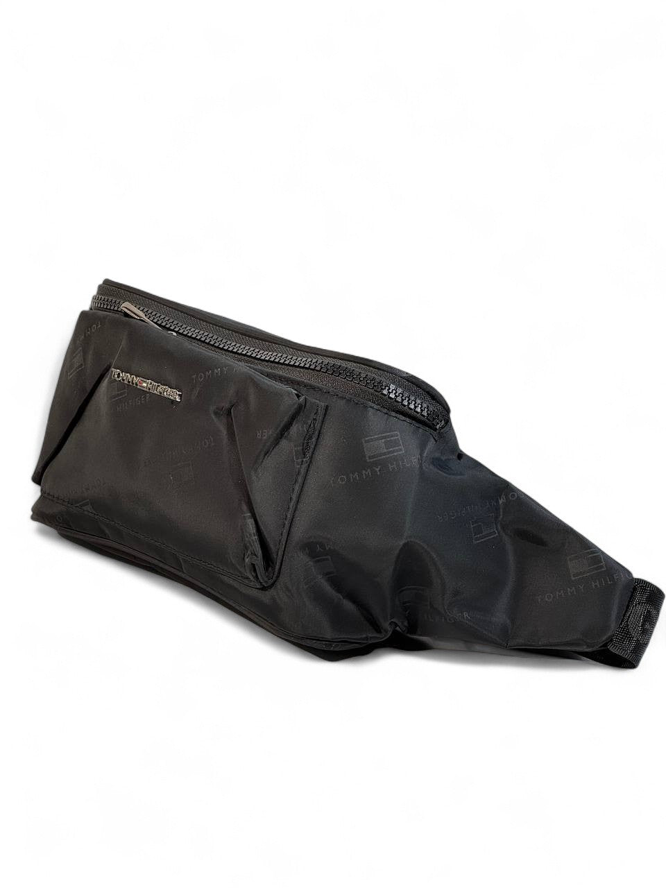 Tommy Hilfiger Black Monogram Belt Bag 🖤 | Sleek Crossbody for Everyday Style