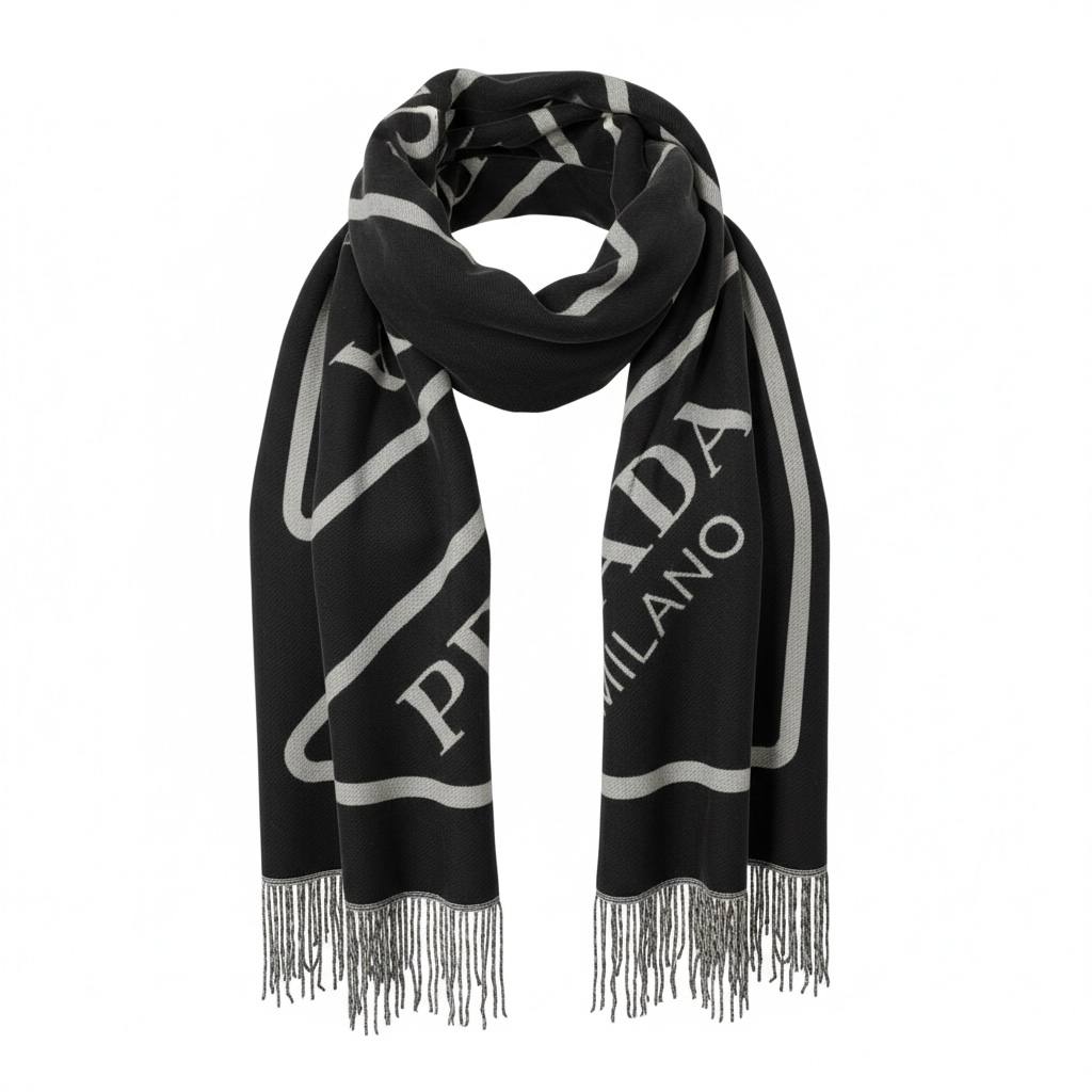 Prada Milano Logo Scarf 🖤✨ | Iconic Black Statement