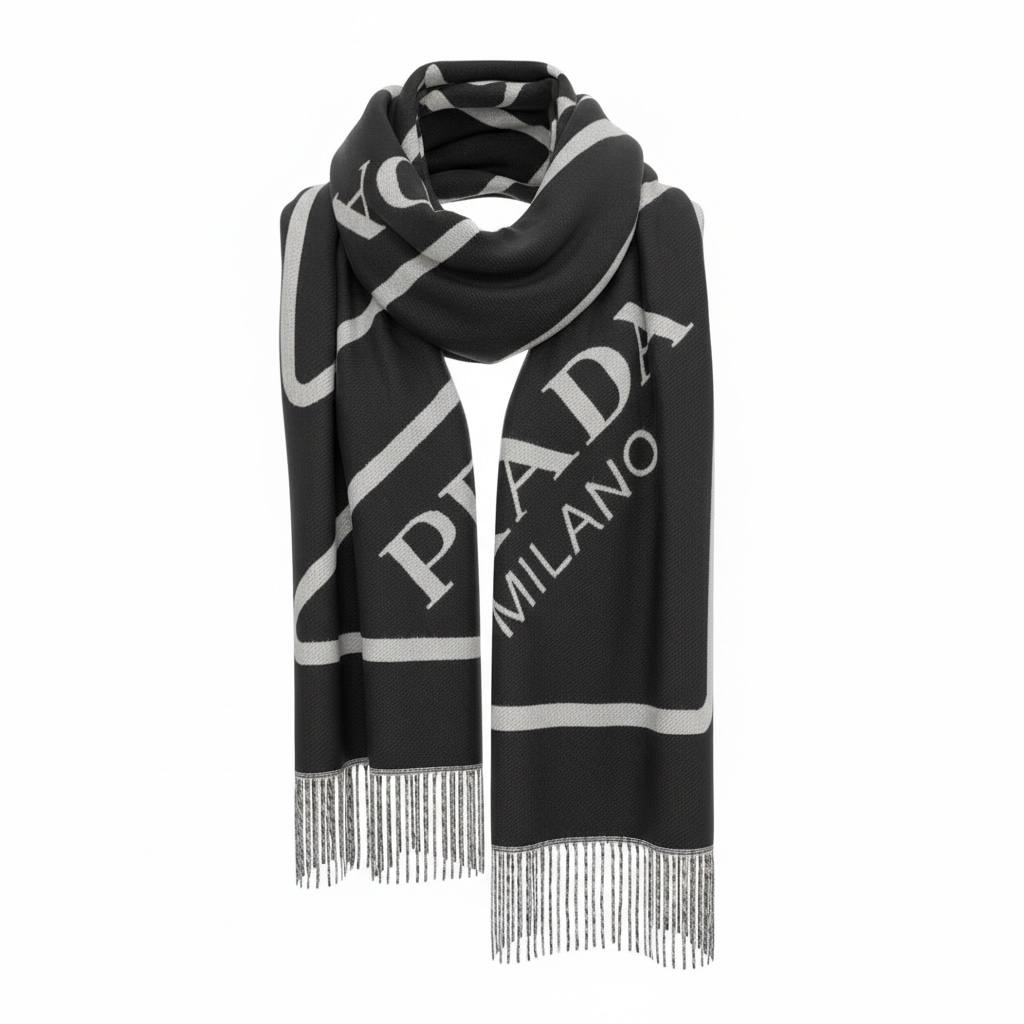 Prada Milano Logo Scarf 🖤✨ | Iconic Black Statement
