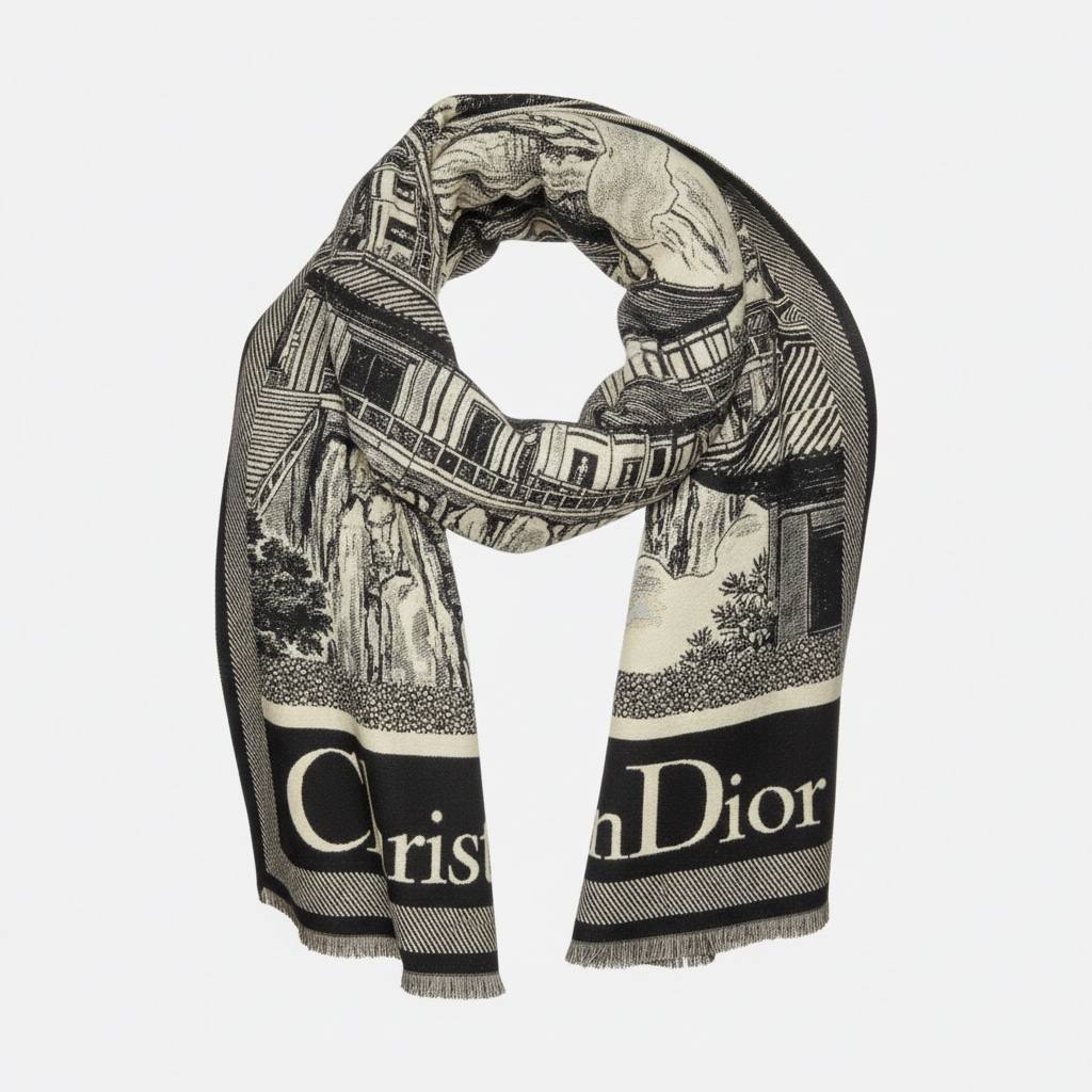 Christian Dior Toile Scarf 🖤🤍✨ | Iconic Monochrome Heritage