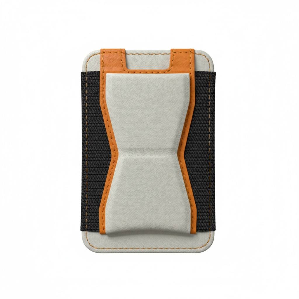 📱✨ Stick-On Phone Grip & Card Holder Stand — Slim Wallet Back Strap (Black/White/Orange) 🧡🖤