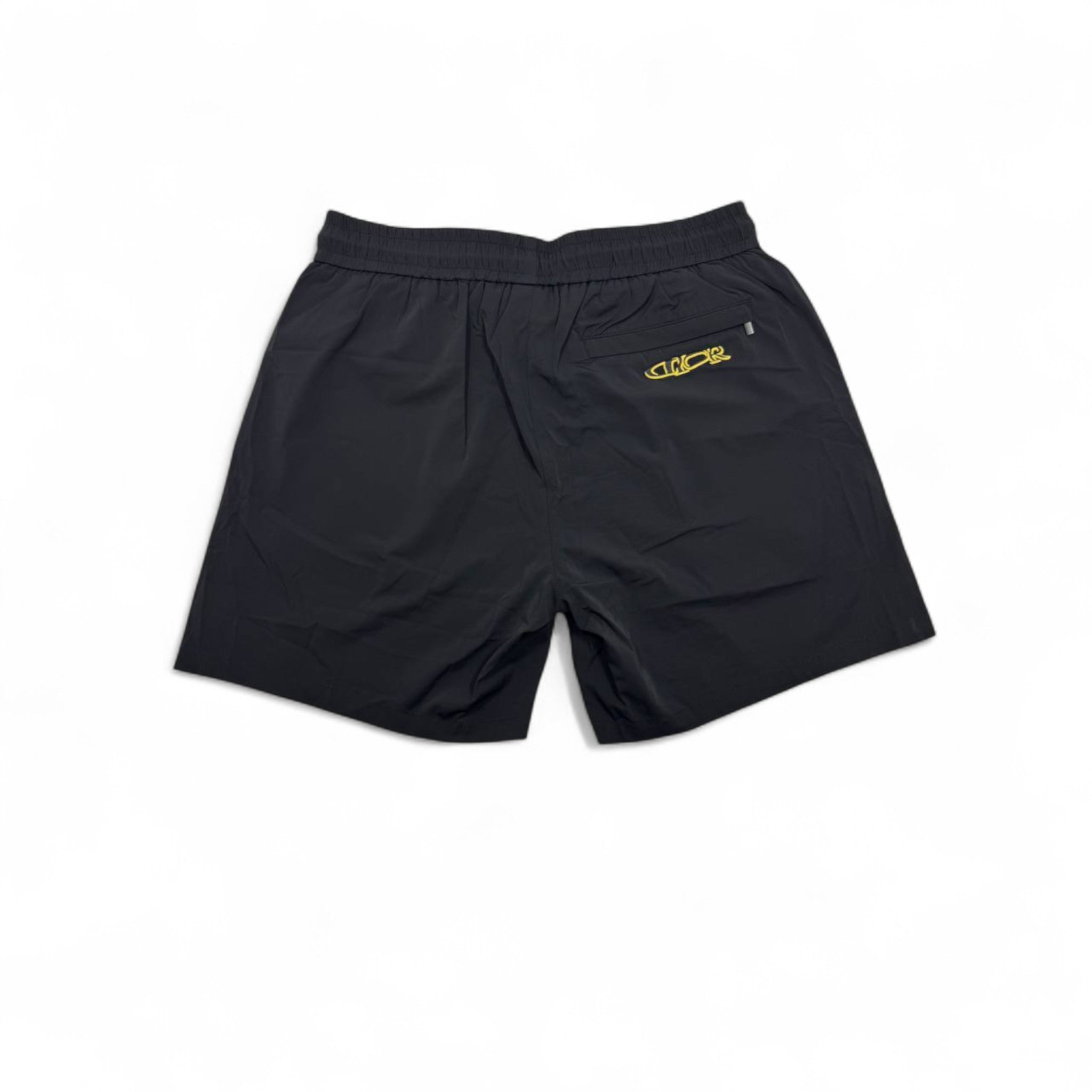 Dior Black Swim Short – Yellow Logo Embroidery 🩳✨