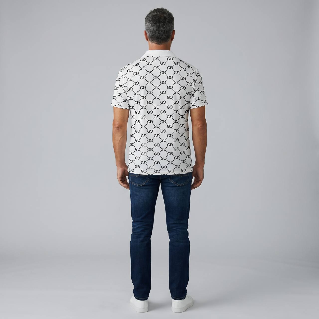 Gucci GG Monogram Polo Shirt – White Signature Edition 🤍✨