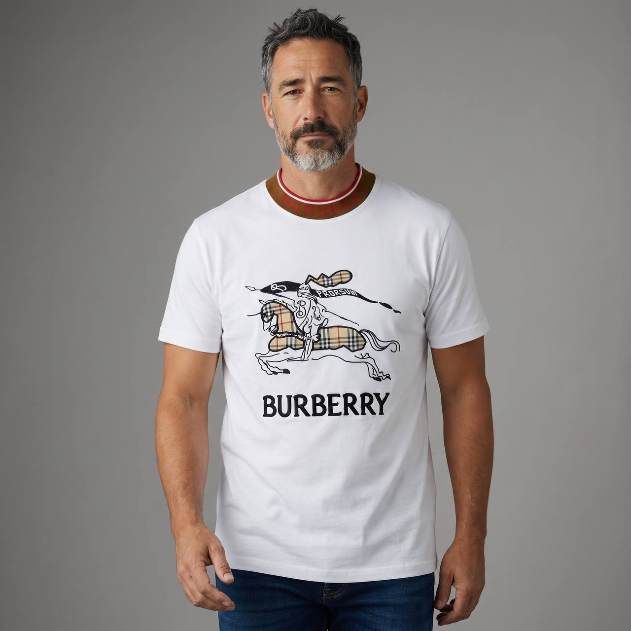 Burberry Equestrian Knight Graphic T-Shirt – White Heritage Edition 🤍✨