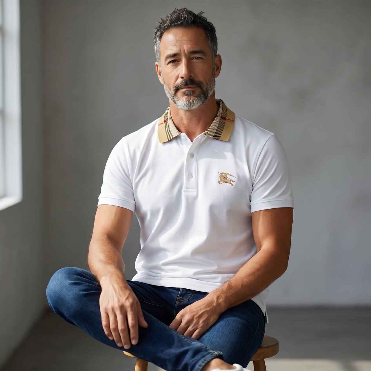 Burberry Check Collar Polo Shirt – White Heritage Edition 🤍✨