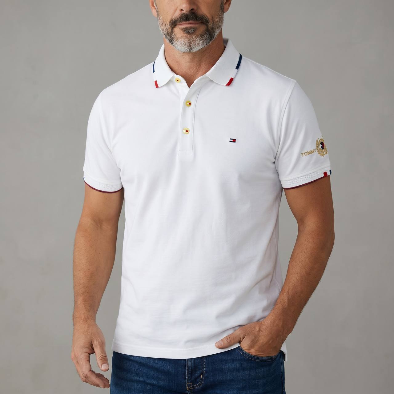 Tommy Hilfiger Signature Slim Polo – White Edition 🤍🇺🇸