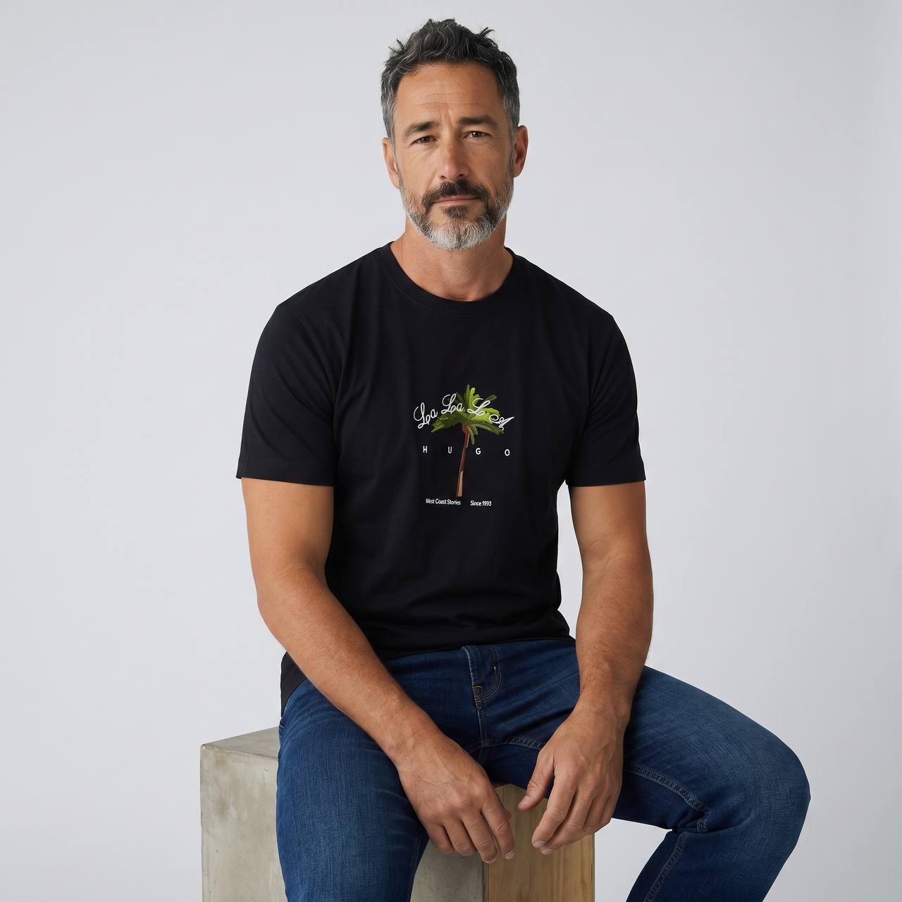 HUGO Palm Graphic T-Shirt – Midnight Black 🌴🖤