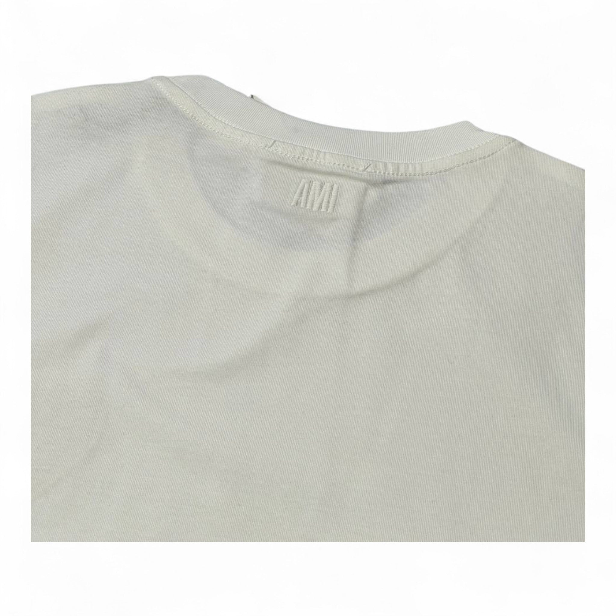 🤍 AMI Paris “Ami de Coeur” Tee – White with Red Heart Patch ❤️🇫🇷