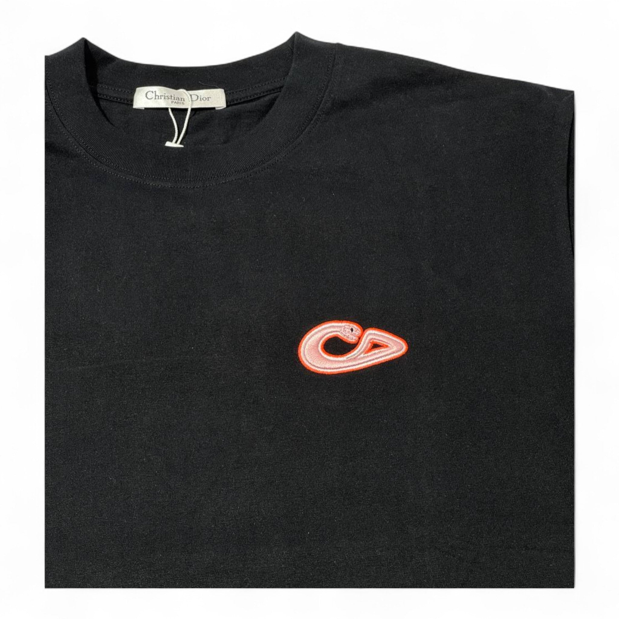 🐍 Dior Snake Script Tee – Black Edition with Embroidered Back Graphic 🔥🖤