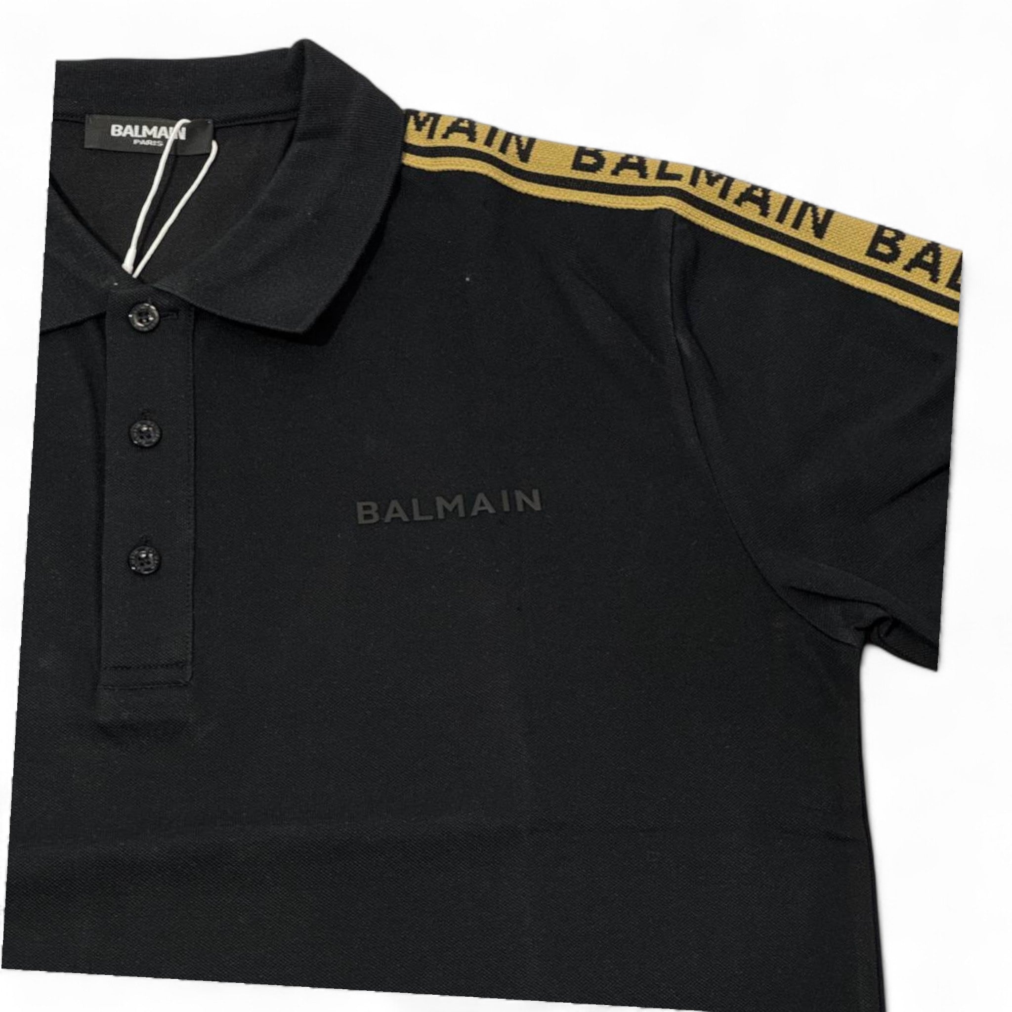 🖤 BALMAIN Black Logo Tape Polo – Elite Comfort, Timeless Power 👑