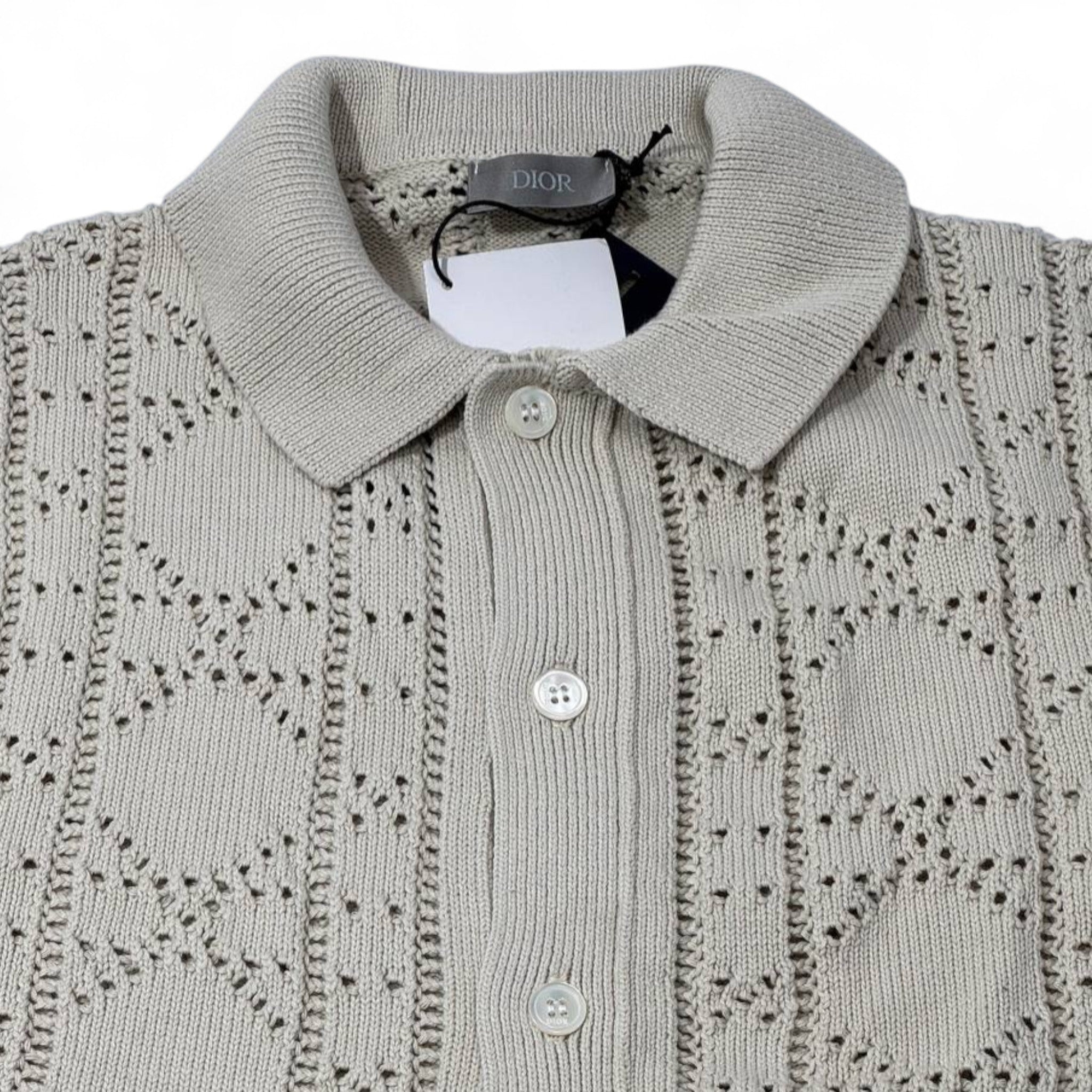 🌾 Dior Beige Crochet Knit Shirt – Soft Texture, Subtle Luxury 🤎