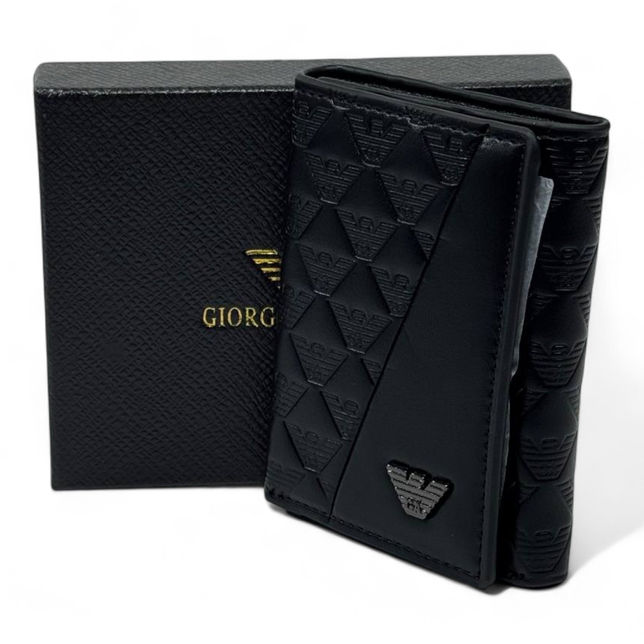 🖤 Giorgio Armani Black Embossed Wallet – Italian Craft, Modern Prestige