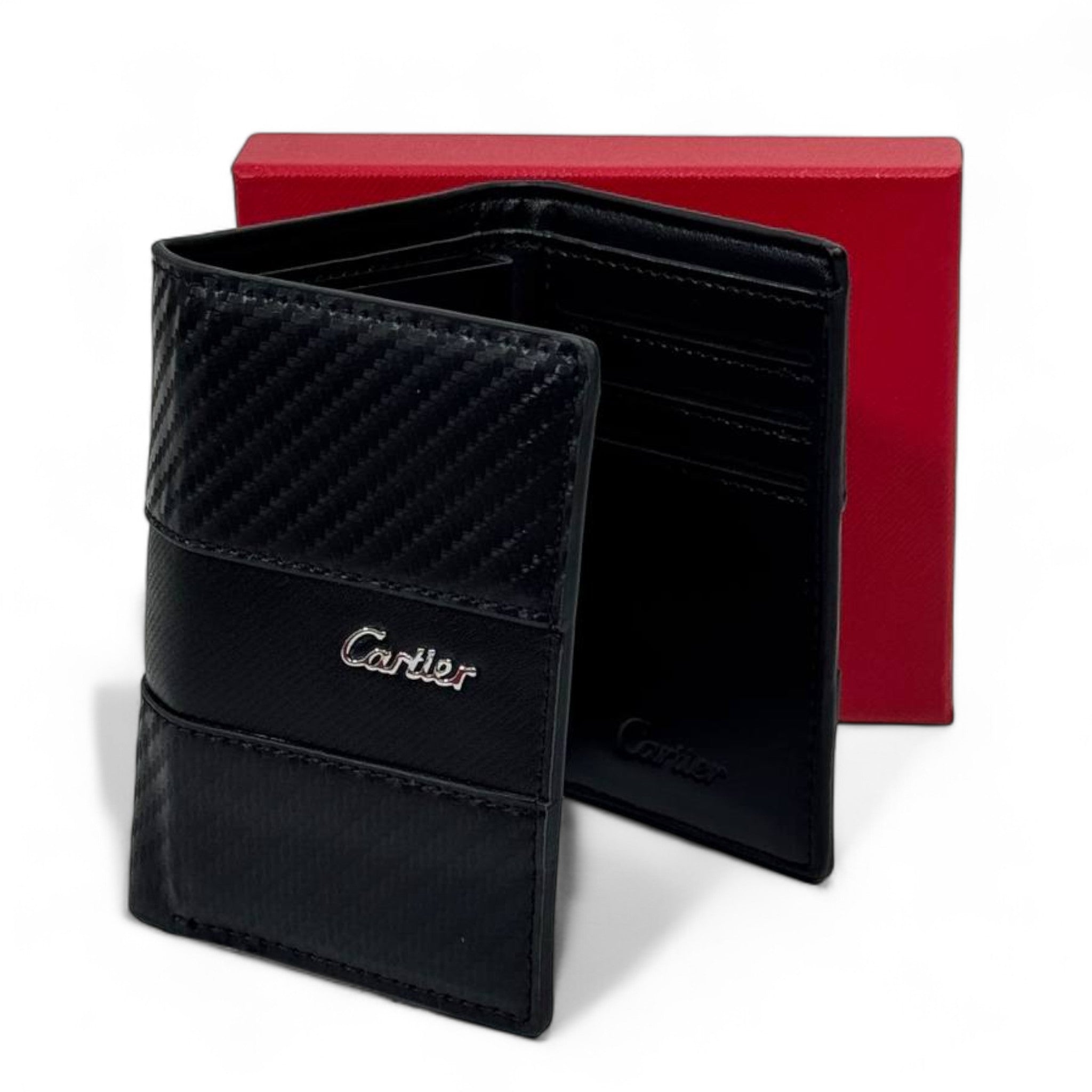🖤 Cartier Carbon-Texture Wallet – Prestige in Every Detail