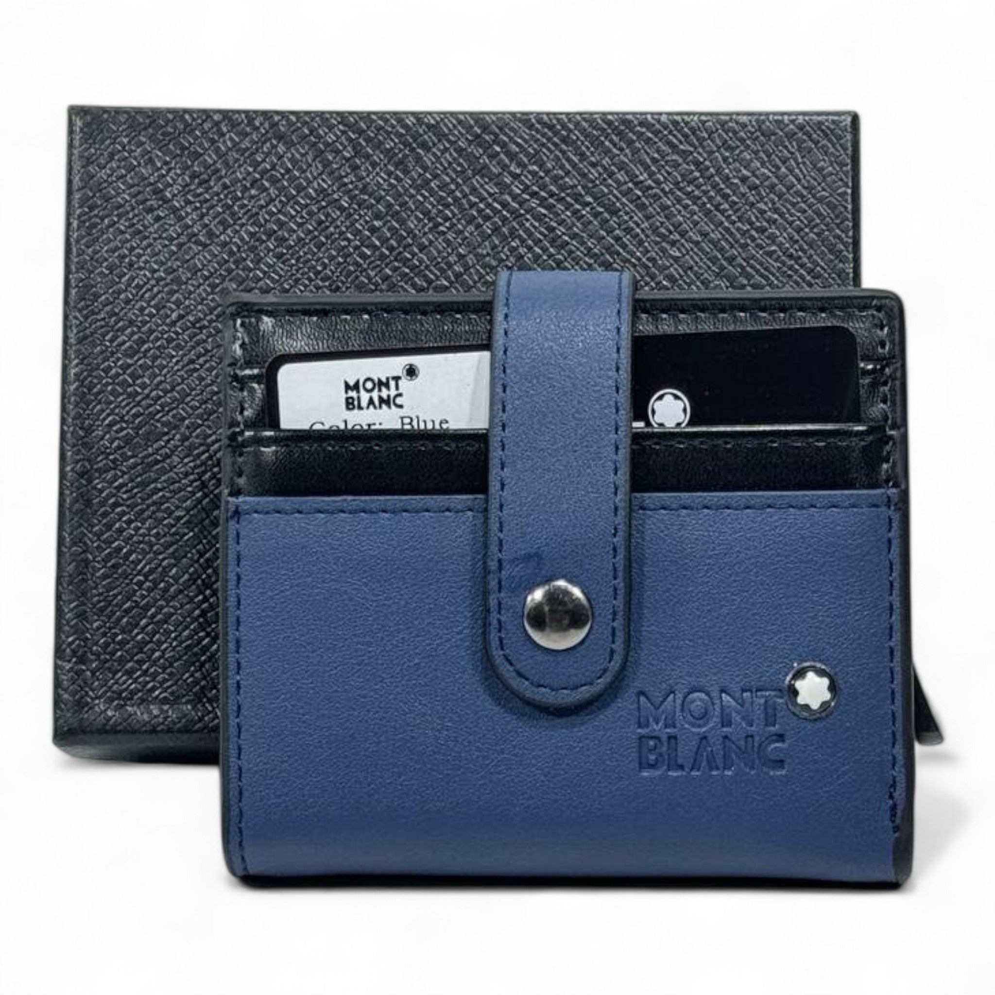 💙 Montblanc Blue Leather Wallet – Smart Design, Timeless Sophistication