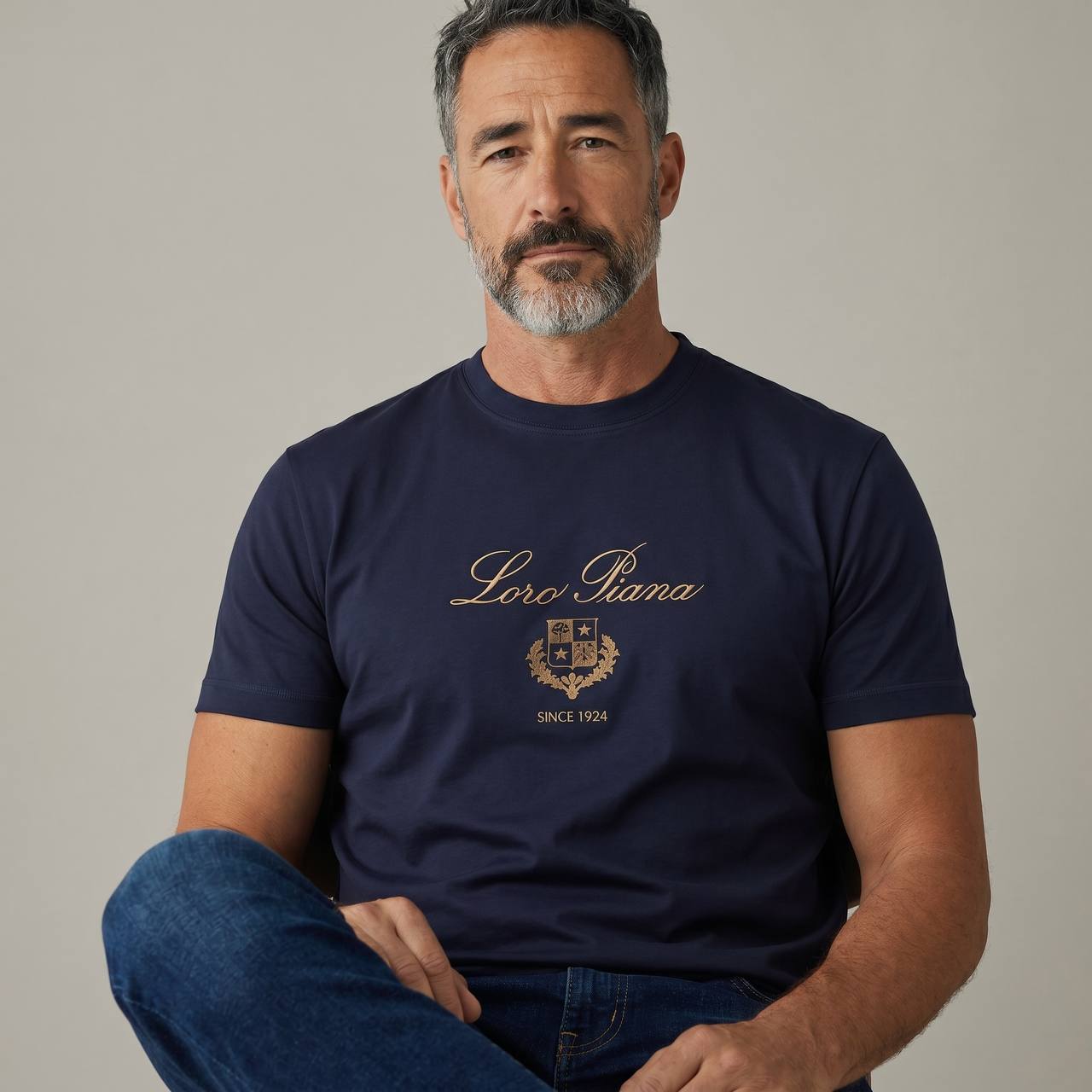 Loro Piana Heritage Signature Cotton T-Shirt – Navy Blue ✨