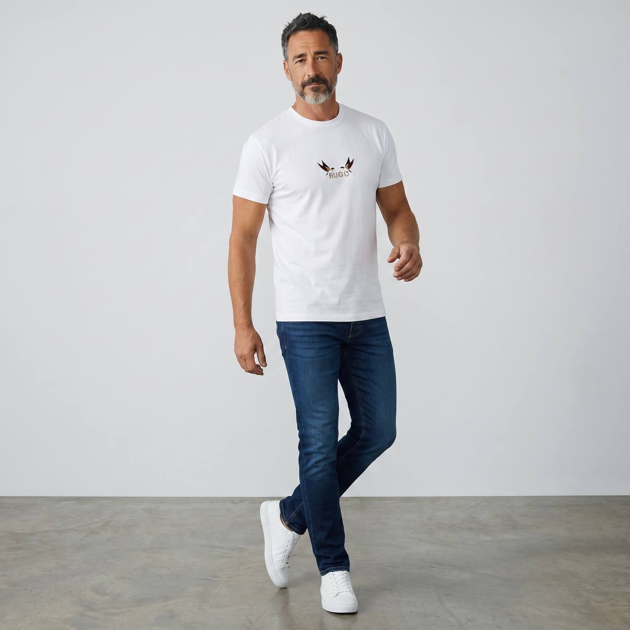 Hugo Eagle Logo Premium T-Shirt – White Edition 🦅🤍