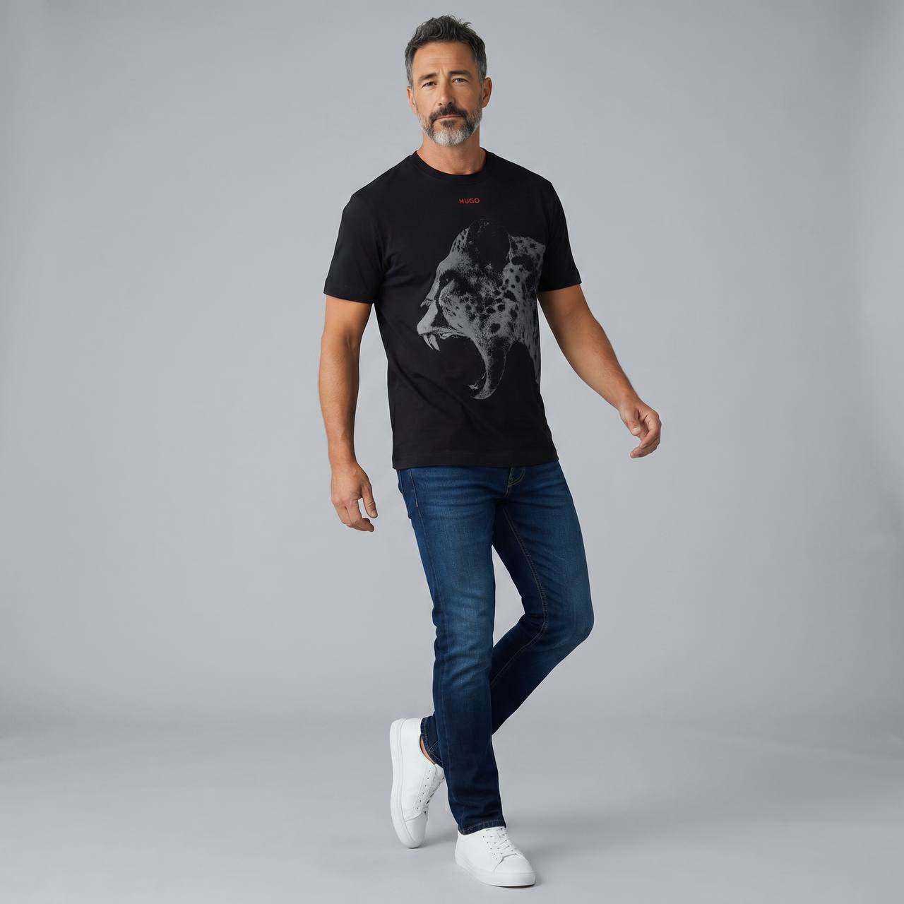 Hugo Roaring Panther Graphic T-Shirt – Black Edition 🐆🖤