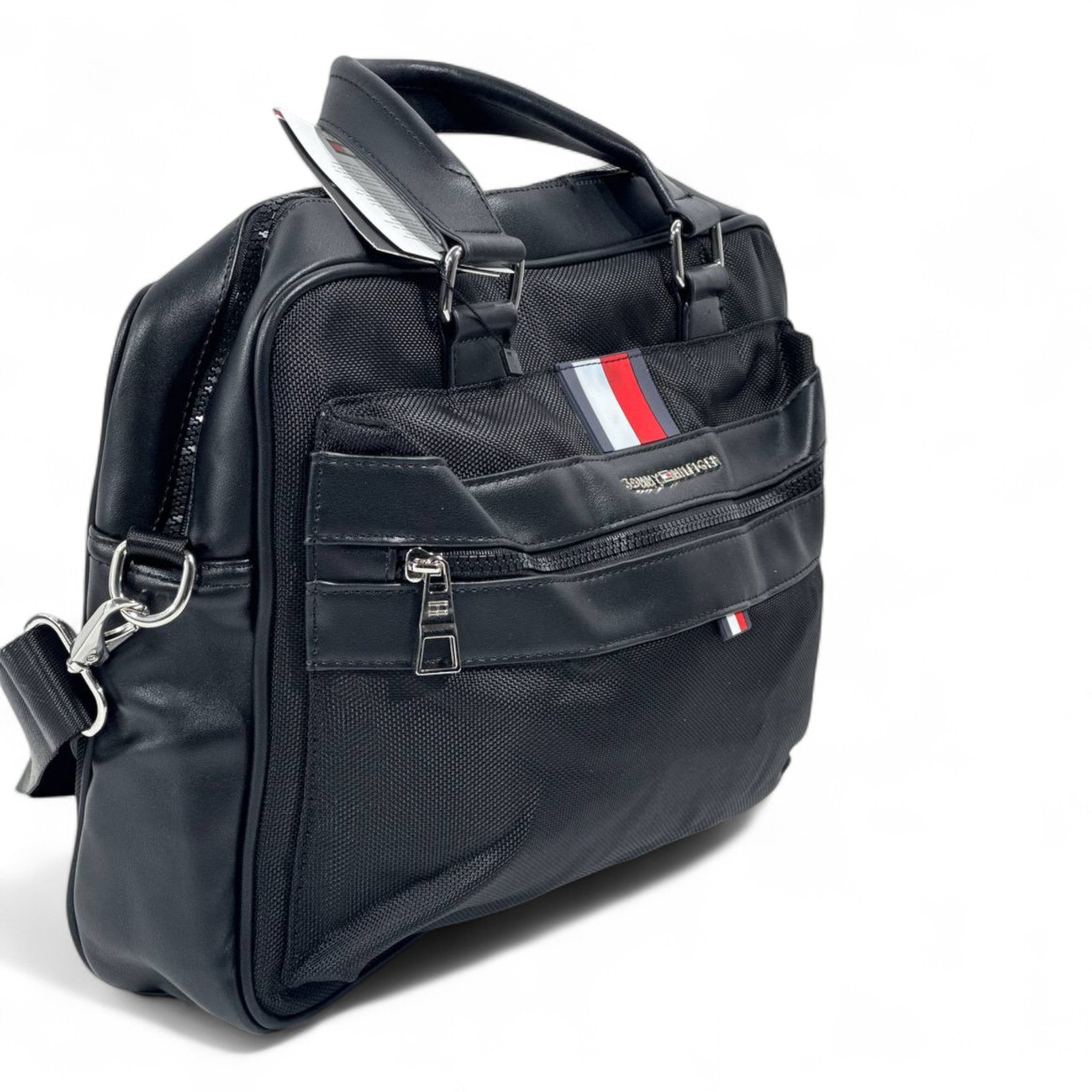 Tommy Hilfiger Business Travel Bag – Black Leather Edition 🖤 | Elegant Work & Travel Companion