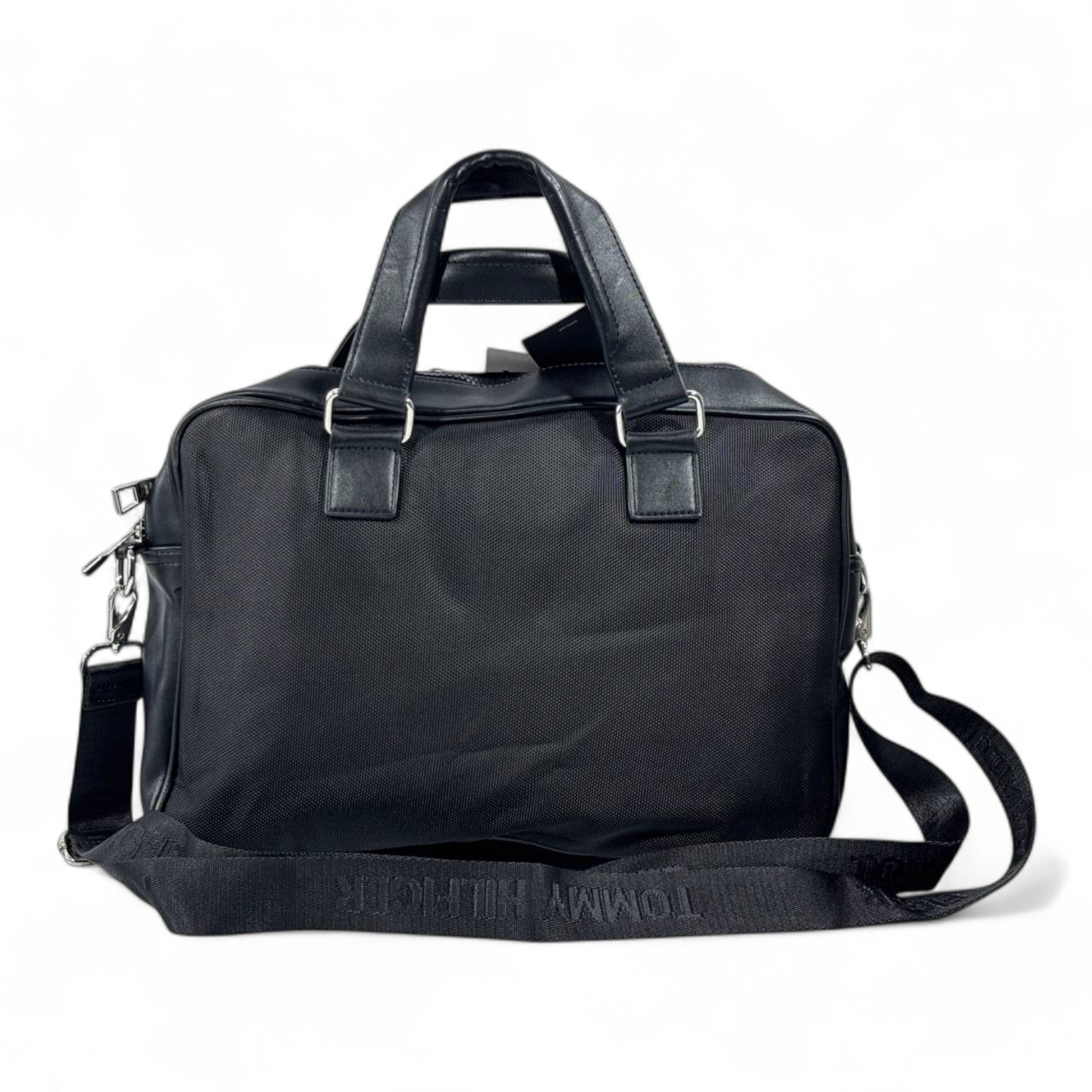 Tommy Hilfiger Business Travel Bag – Black Leather Edition 🖤 | Elegant Work & Travel Companion