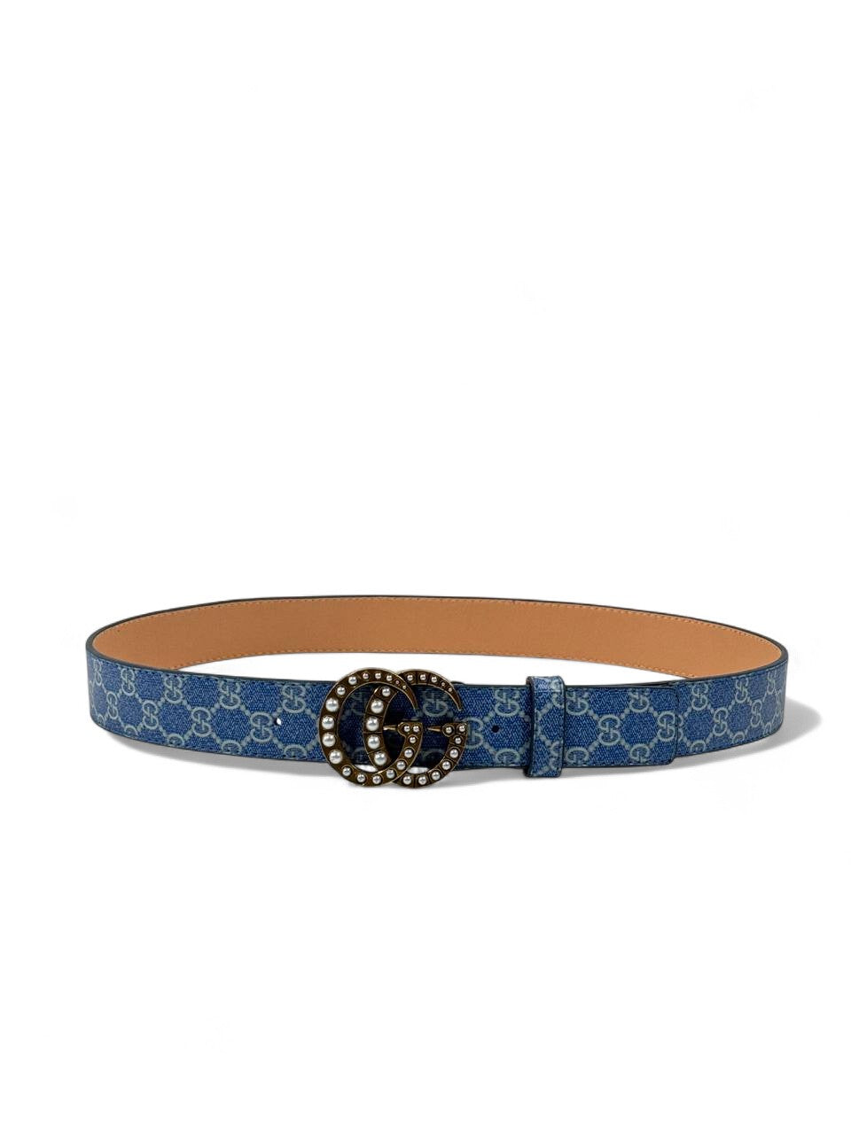 Gucci GG Pearl Denim Belt 💎 (115 cm) | Blue Monogram Luxury Edition