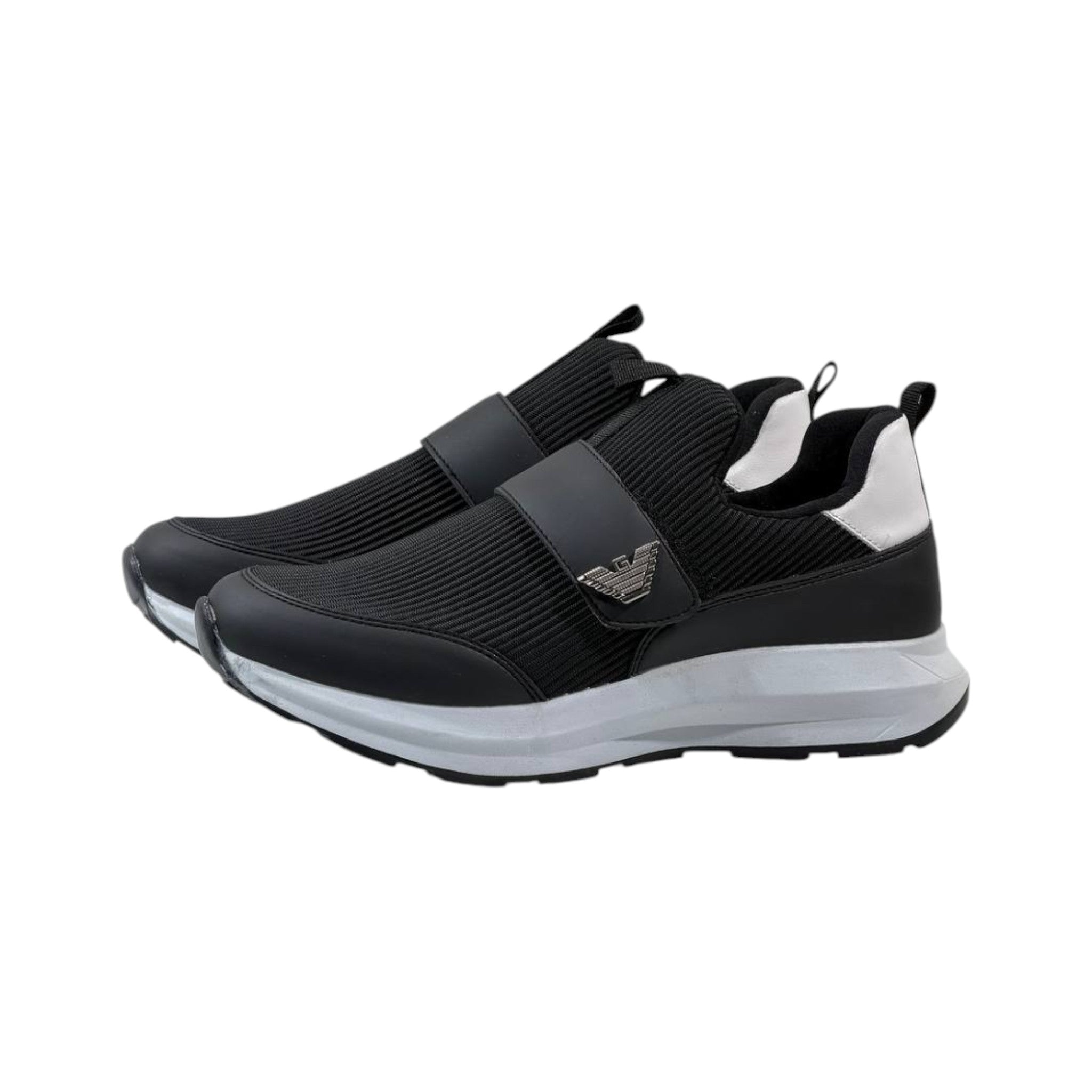 Emporio Armani Ribbed Slip-On Sneakers ⚫⚪