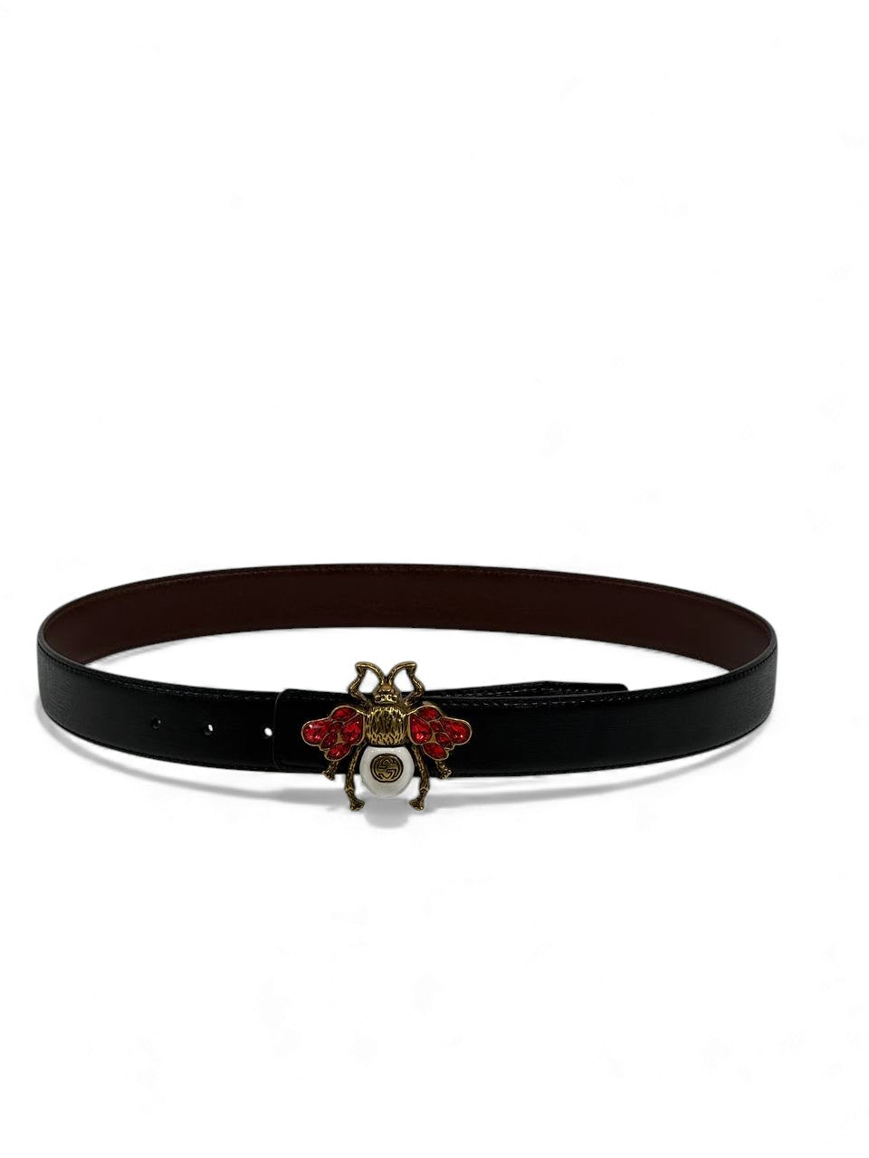 🐝 Gucci Bee Buckle Leather Belt – Black & Brown (110 cm) 🐝