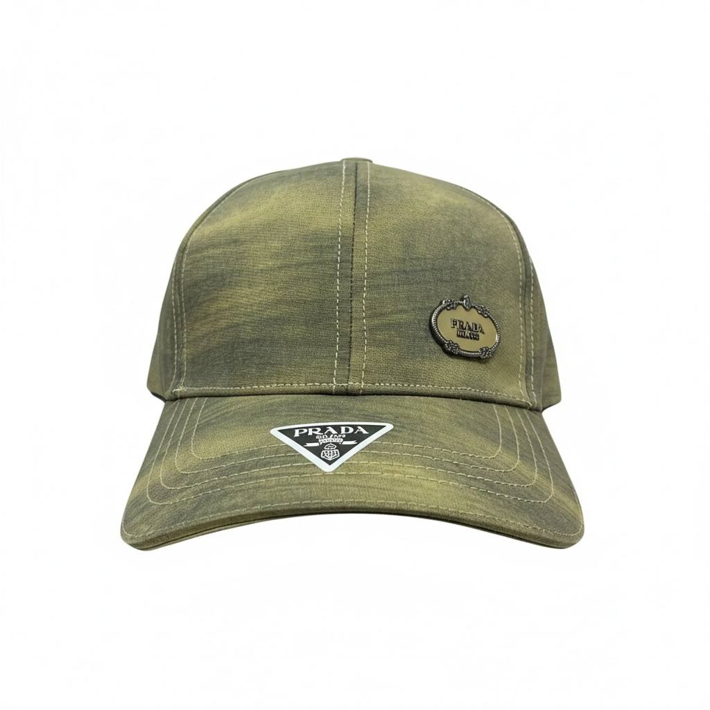 Prada Olive Washed Cotton Baseball Cap 🫒🧢✨