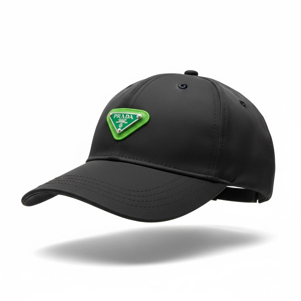 Prada Triangle Logo Black Cap 💚🖤🧢
