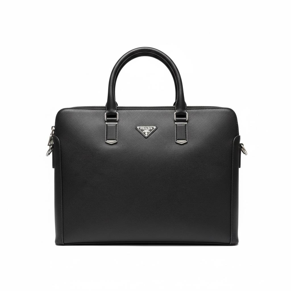 Prada Saffiano Leather Briefcase – Black Luxury Business Bag 💼🖤 | Executive Collection