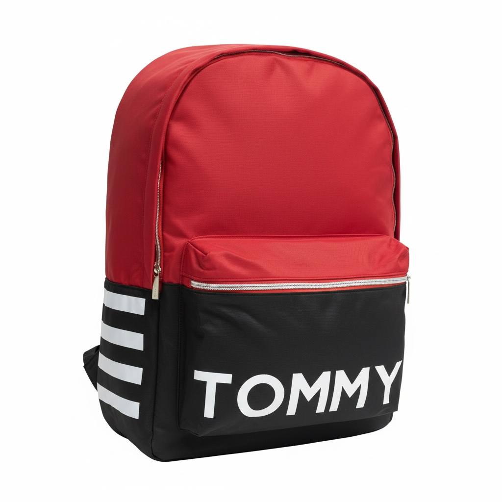 Tommy Hilfiger Colorblock Backpack – Red & Black Logo School Bag 🎒🔥 | Sport Classic Edition