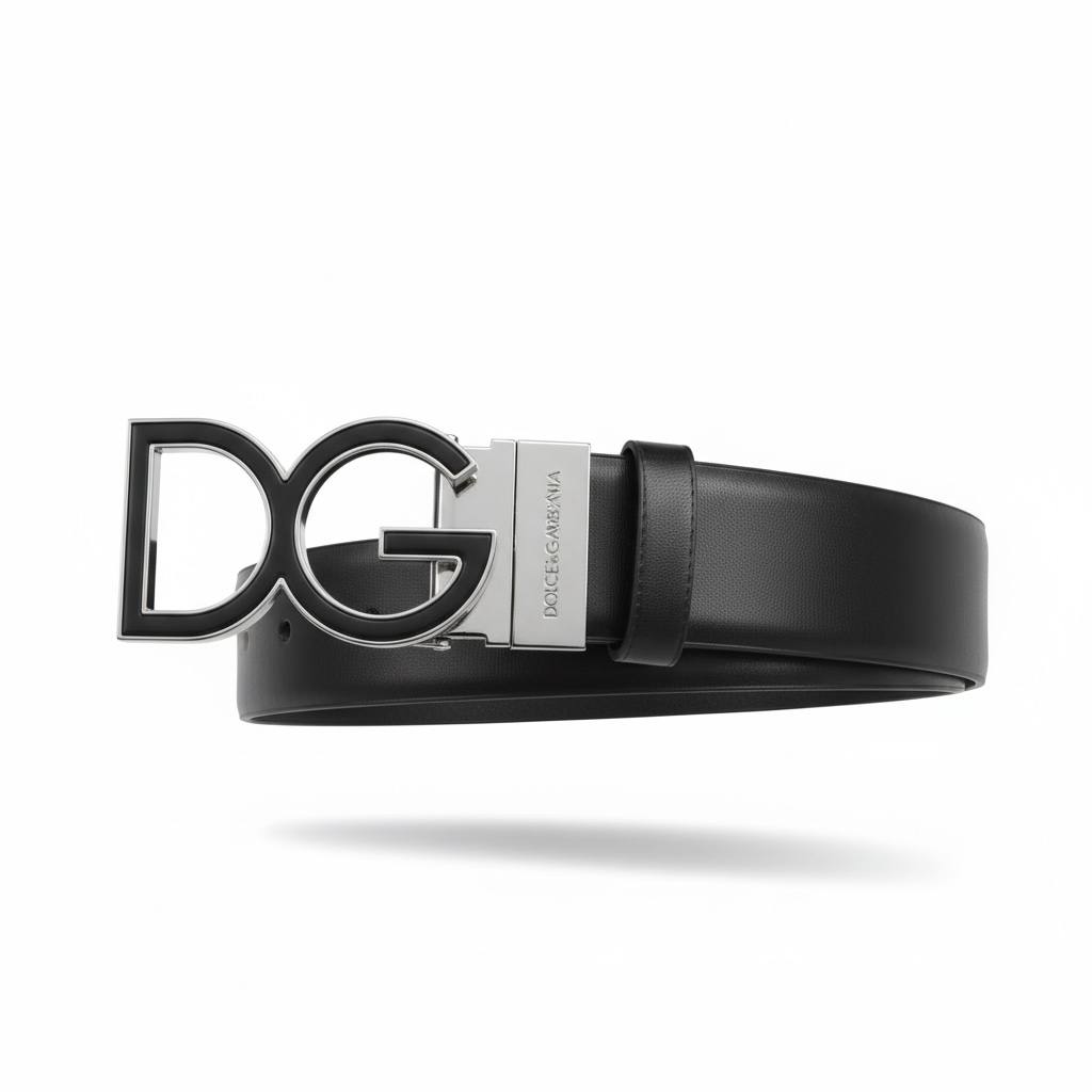 Dolce & Gabbana DG Logo Leather Belt – Black Luxury Statement Belt 125cm 🖤✨
