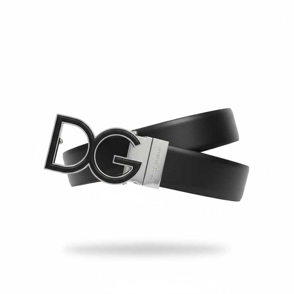 Dolce & Gabbana DG Logo Leather Belt – Black Luxury Statement Belt 125cm 🖤✨