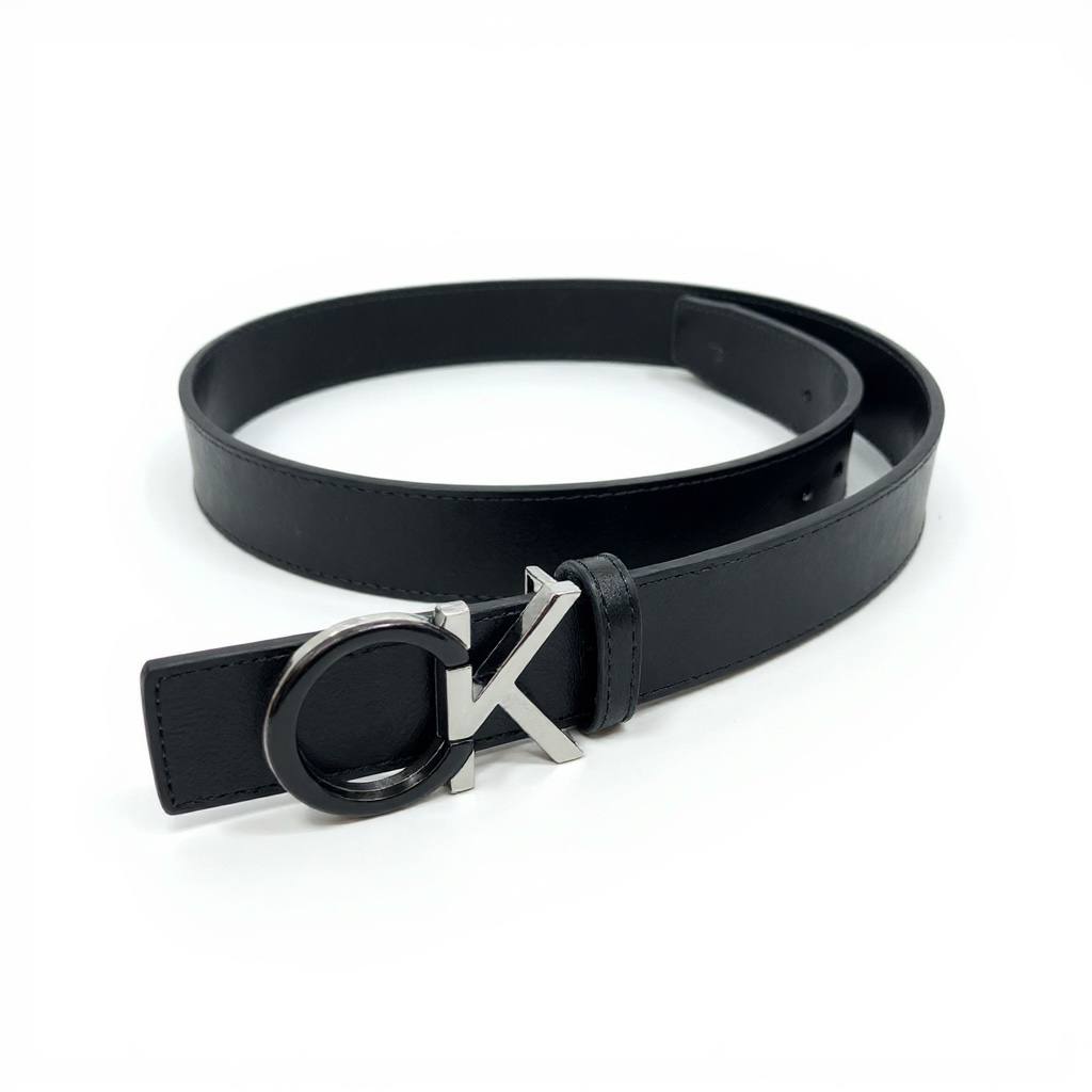 Calvin Klein CK Black Leather Belt – Dual-Tone Logo Buckle 120cm 🖤✨