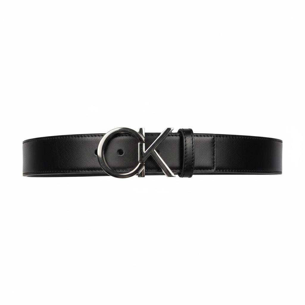 Calvin Klein CK Black Leather Belt – Dual-Tone Logo Buckle 120cm 🖤✨