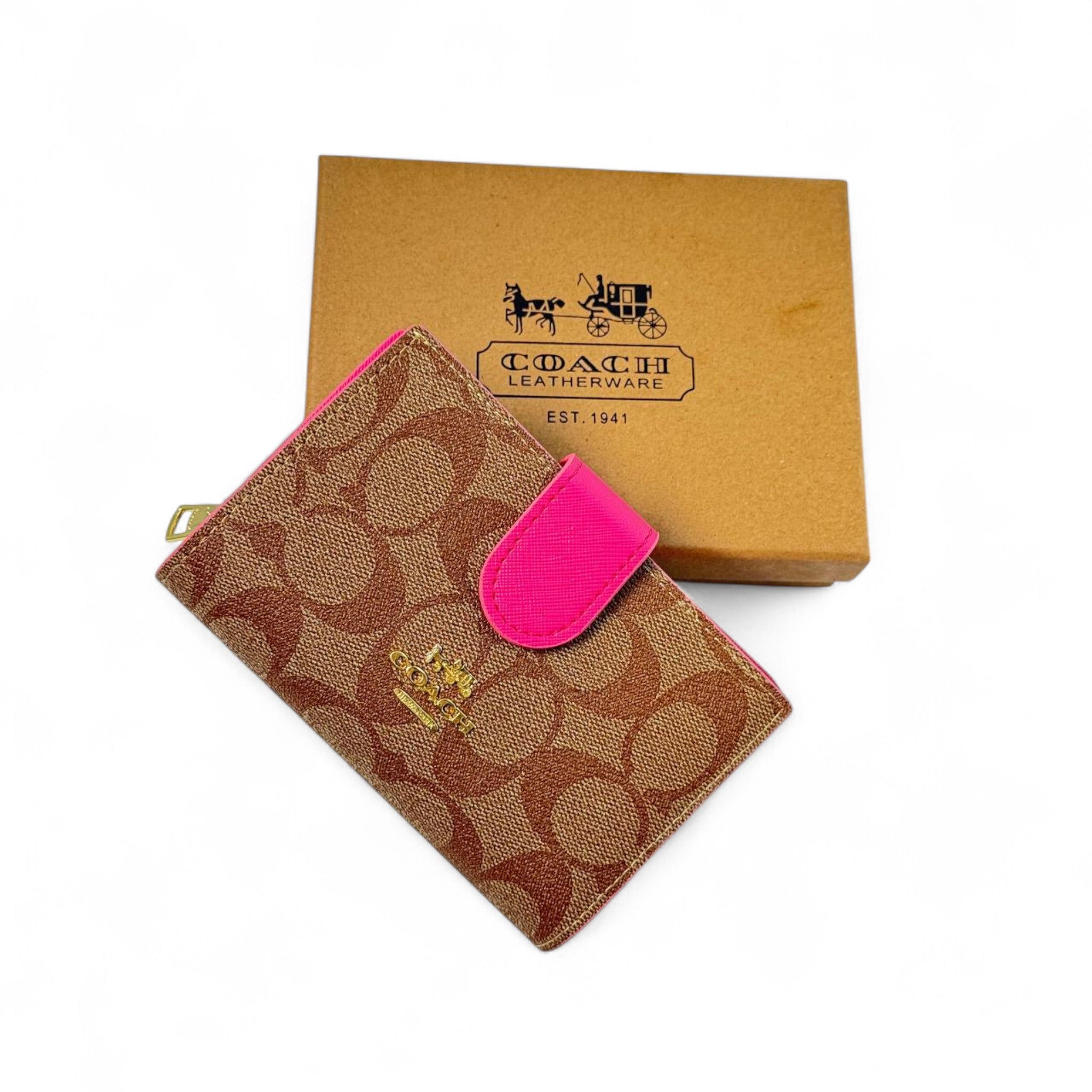 Coach Signature Canvas Wallet with Pink Leather Trim ๐ธโจ