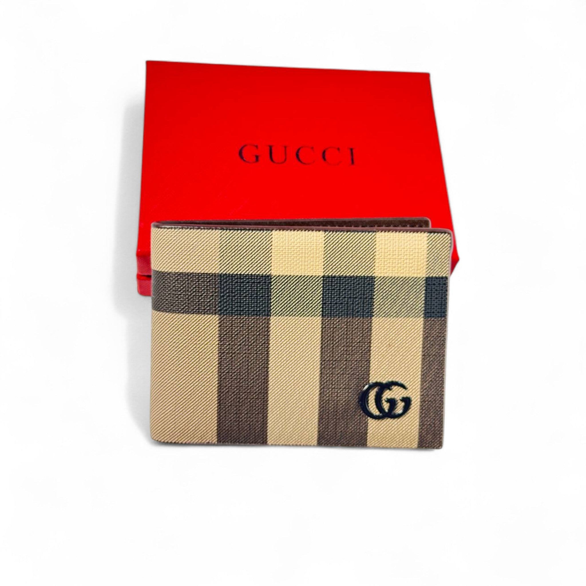 Gucci Beige Checkered Canvas Wallet with GG Logo ๐โจ