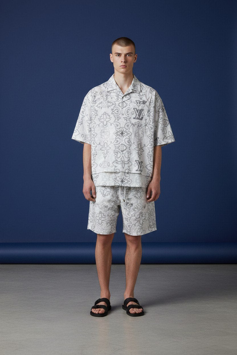 Louis Vuitton Monogram Resort Set – White Luxury Summer Co-Ord for Men 🤍🌴