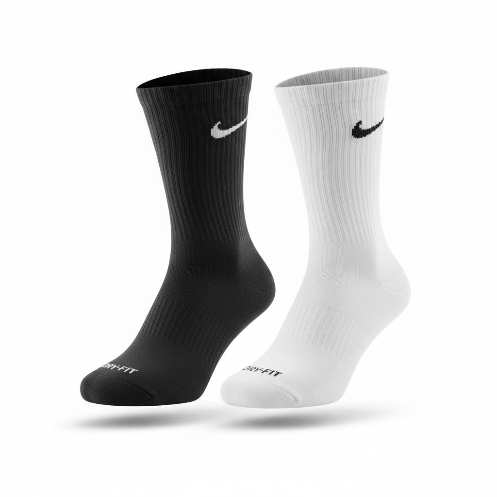 Nike Dri-Fit Crew Socks Pack (6 Pairs) 🖤🤍 Performance Everyday Essentials