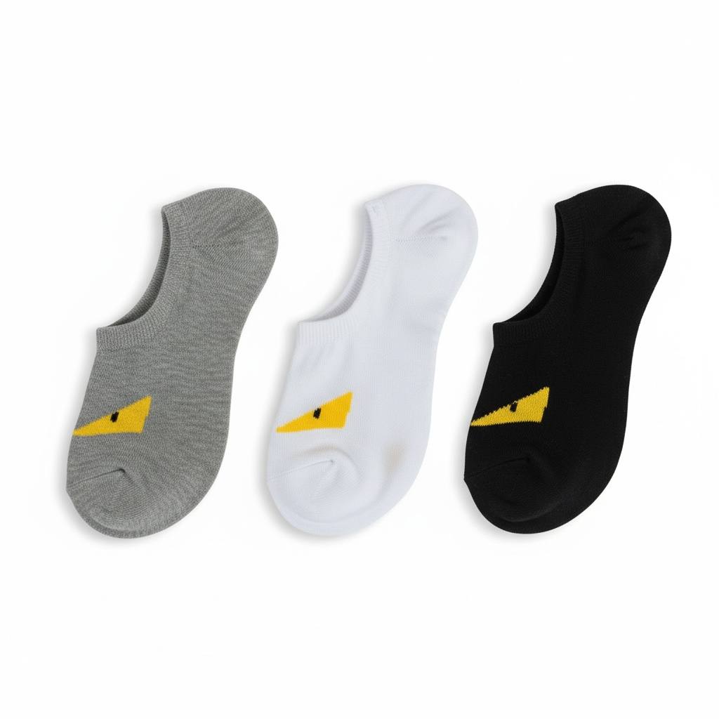 Fendi Monster Eye No-Show Socks 6-Pack 🧦🔥 | Black, White & Grey
