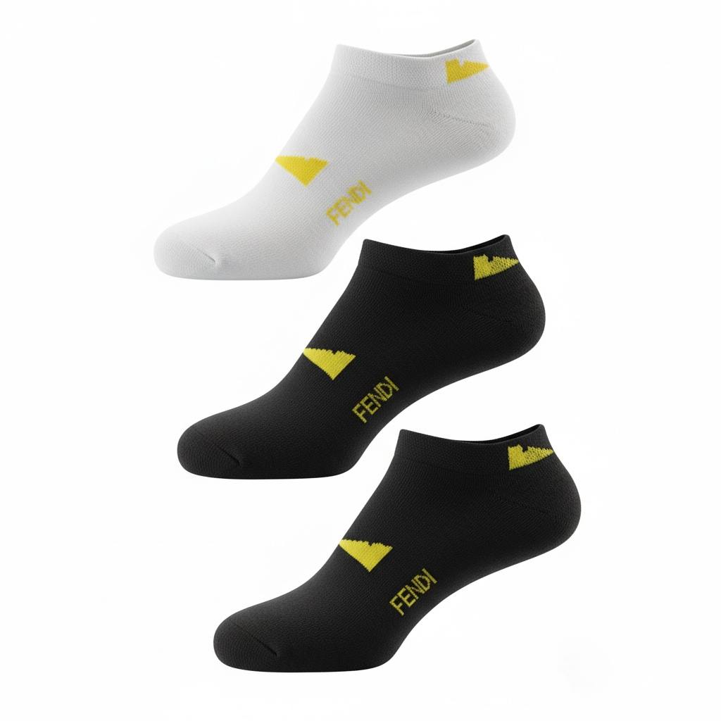 Fendi Monster Eye No-Show Socks 3-Pack 🧦👁️ | Black & White
