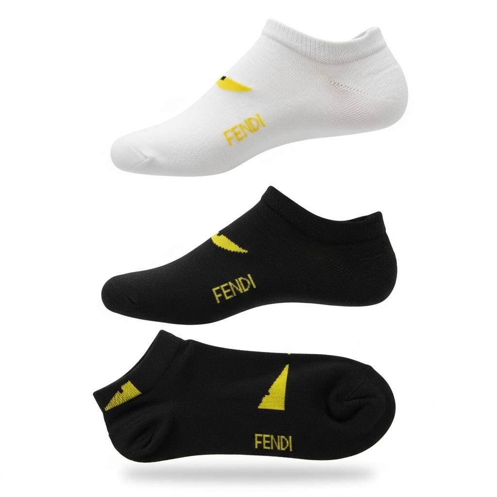 Fendi Monster Eye No-Show Socks 3-Pack 🧦👁️ | Black & White
