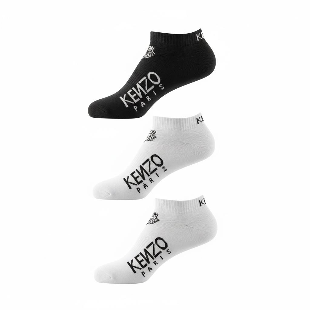 Kenzo Paris No-Show Socks 3-Pack 🧦🔥 | 1 Black & 2 White