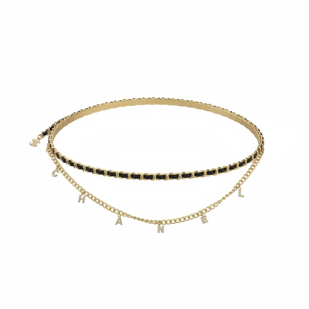 Chanel Chain Belt with Logo Charms – Gold & Black Statement Waist Belt ✨🖤