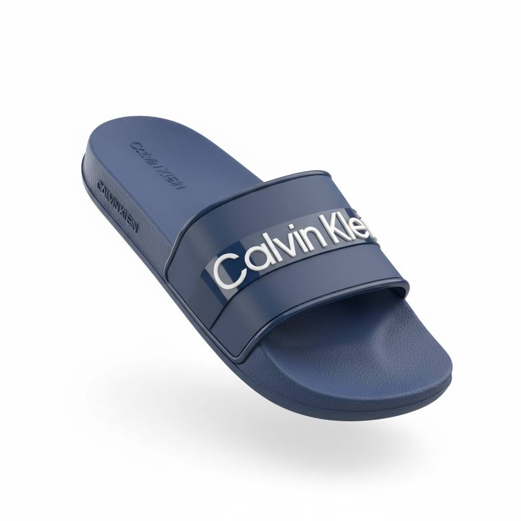 Calvin Klein Logo Slides – Navy Blue Casual Summer Slippers 👣💙