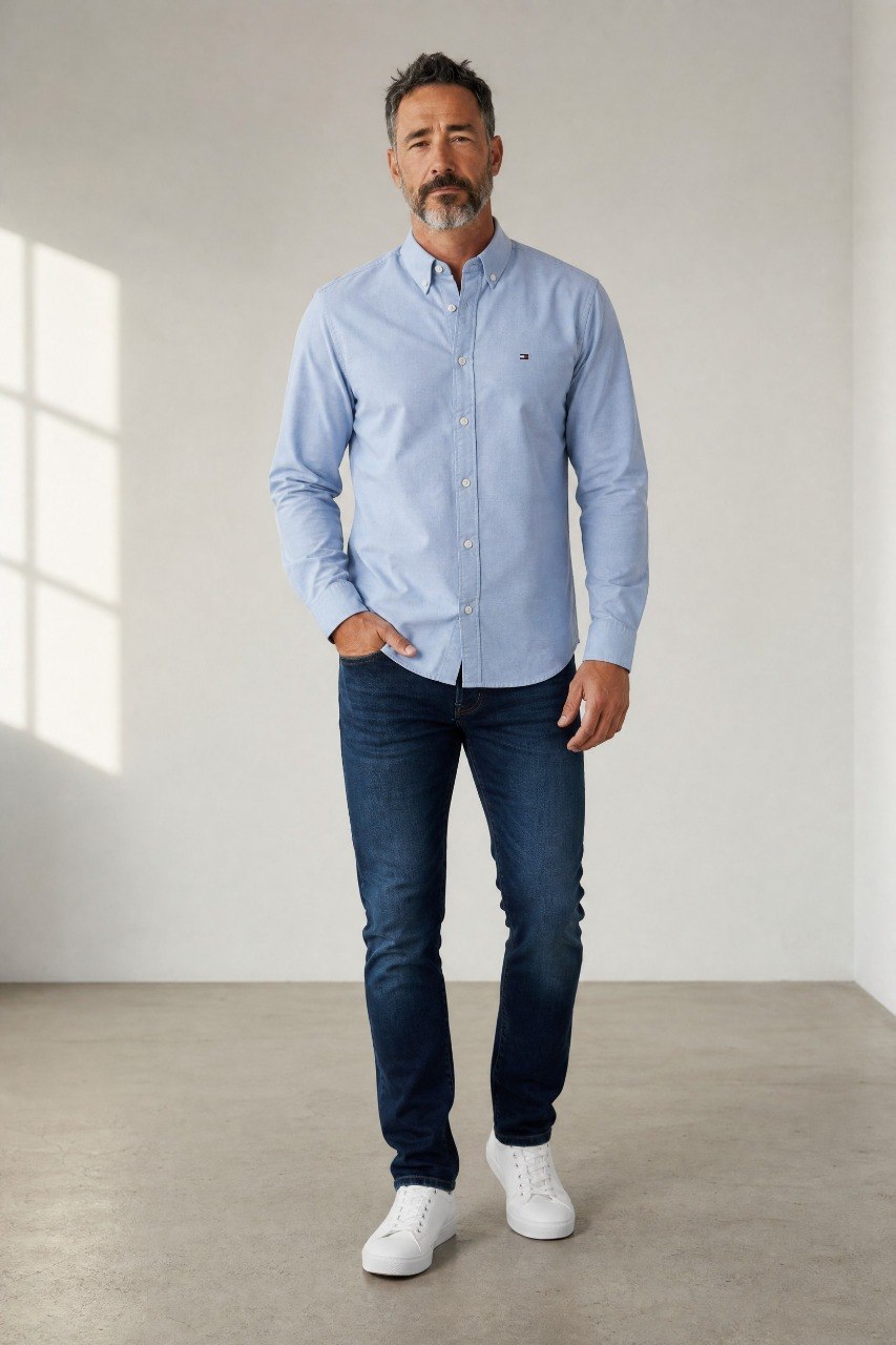Tommy Hilfiger Premium Oxford Button-Down Shirt for Men – Relaxed Fit Smart Casual Long Sleeve Shirt 💙✨
