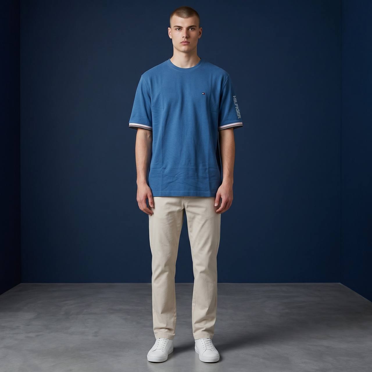 Tommy Hilfiger Inspired Oversized Royal Blue Essential T-Shirt for Men – Premium Casual Streetwear Tee 💙