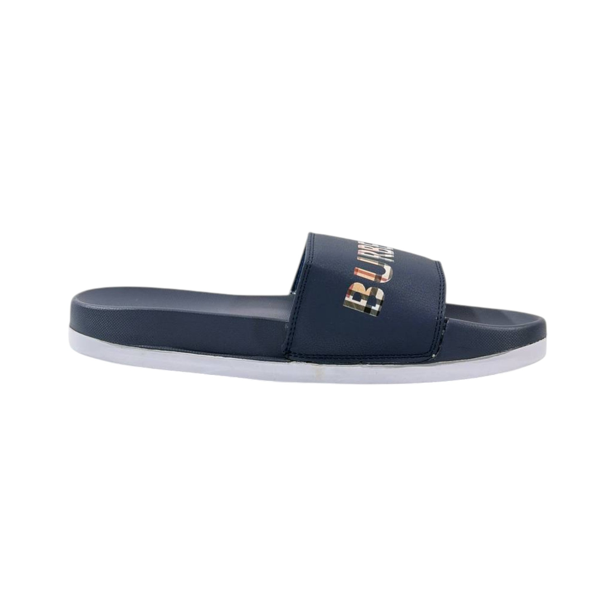 Burberry Check Logo Slides – Midnight Navy Edition 🌌✨