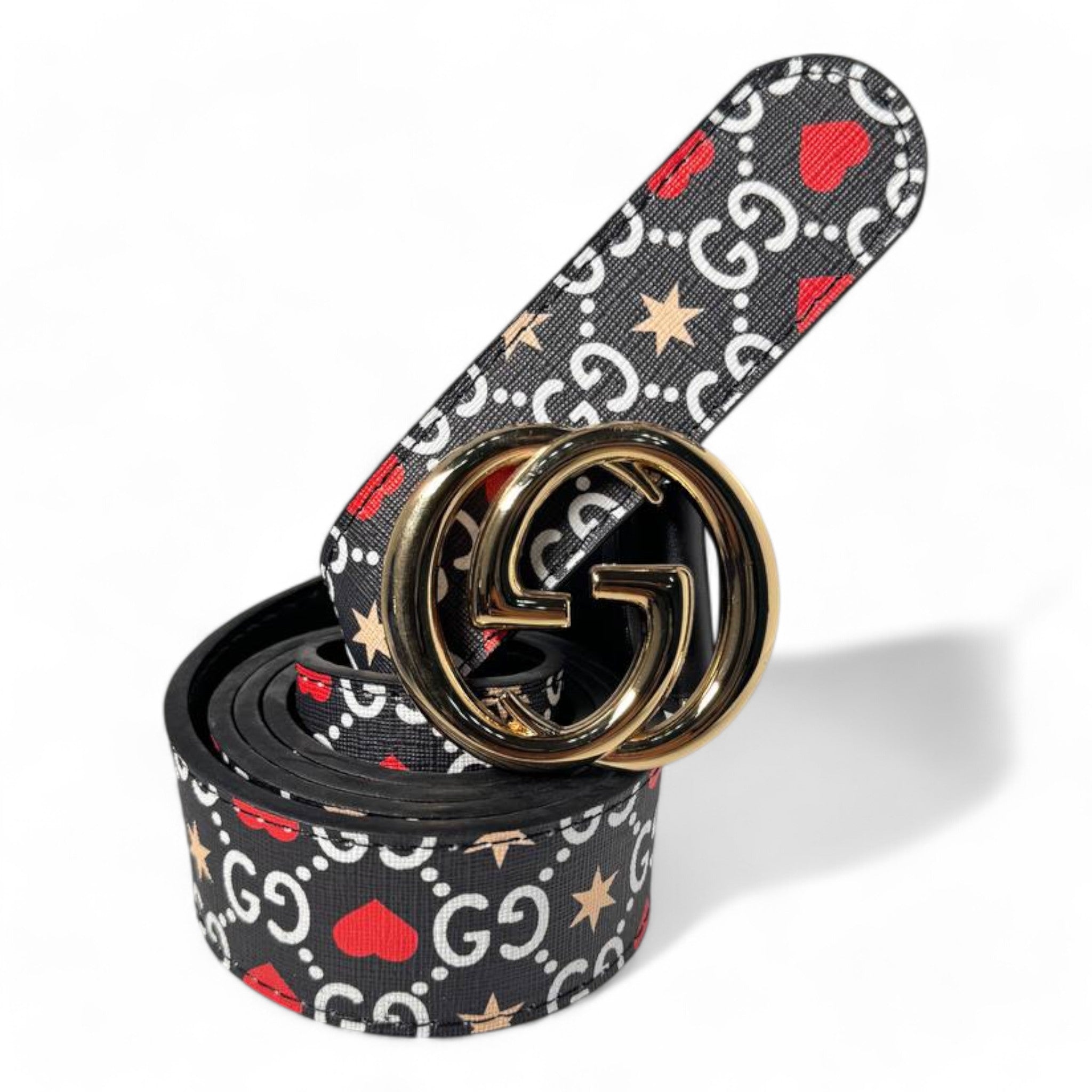 Gucci GG Supreme Print Belt with Gold Double G Buckle